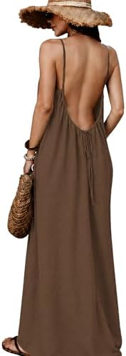 Backless Cami Maxi Dress Beach Casual Spaghetti Strap Sleev…