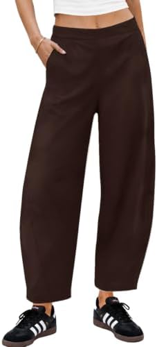 Barrel Pants Womens Elastic Waist Stretchy Baggy Ankle Pant…