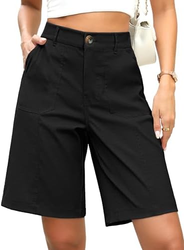 Bermuda Shorts for Women Knee Length High Waisted Long Dres…