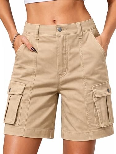 Cargo Shorts Women High Waisted Bermuda Knee Length Cotton …