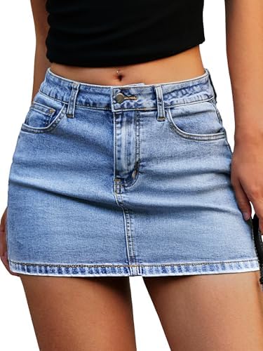 Denim Mini Skirt for Women Low Waisted