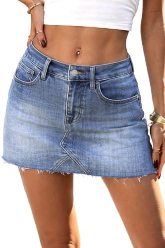 Jean Skirts for Women Denim Skirt with Shorts Mini Y2k Cute…
