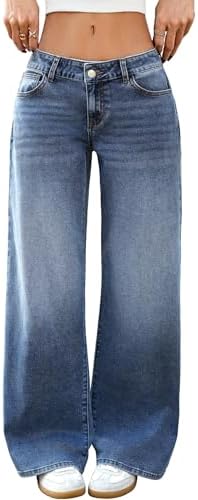 Low-Rise Baggy Jeans for Women Y2k Wide Leg Loose Denim Pan…