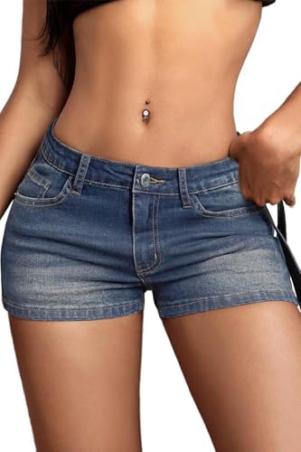 Low Rise Jean Shorts for Women Sexy Y2k Mini Denim Shorts S…