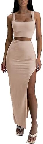 Two Piece Maxi Skirt Sets for Women Summer Sexy Outfits 2 P…