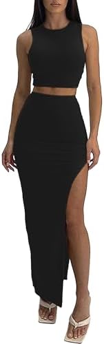 Two Piece Maxi Skirt Sets Summer 2 Piece Dress Outfits Sexy…