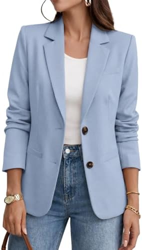 Women's Business Casual Blazer Office Suit Jacket Airy Blue