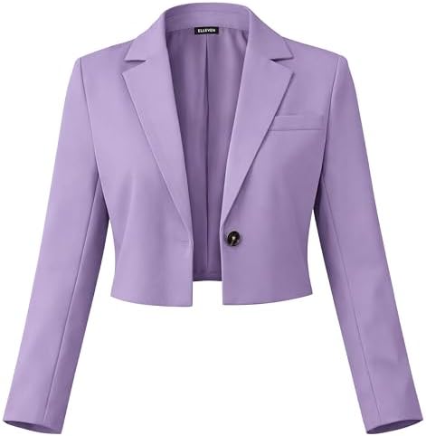 Women’s Cropped Blazer Business Casual Jackets Purple