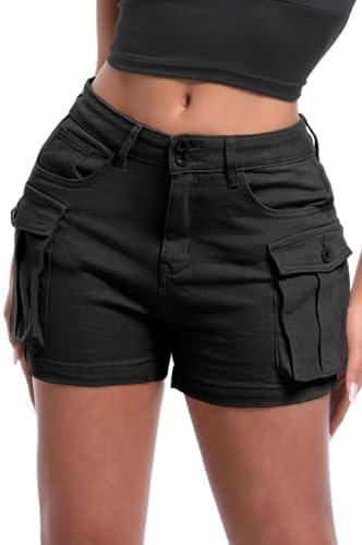 Women's Y2K Mini Cargo Shorts with Pockets Black
