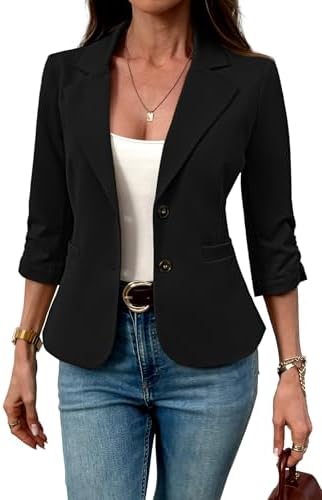 Womens Business Casual Blazers Suit Jacket Slim Fit Ruched …