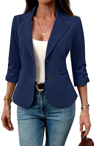 Womens Business Casual Blazers Suit Jacket Slim Fit Ruched …