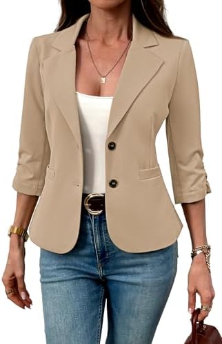 Womens Business Casual Blazers Suit Jacket Slim Fit Ruched …